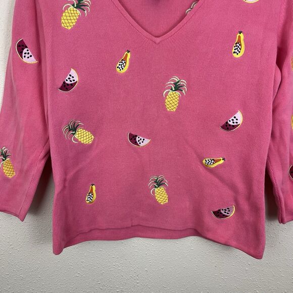 Alexandra Bartlett Vintage Fruit Embroidered Sweater M Medium Fruitcore Dopamine - Picture 2 of 5